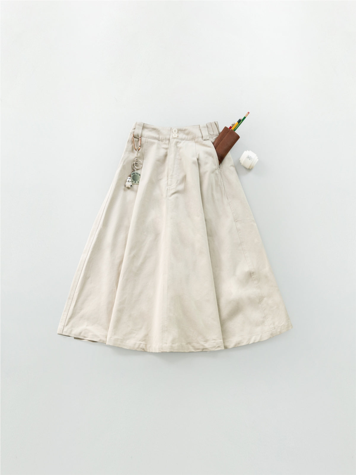 (W)Relaxed Flare Chino Skirt (Ecru)