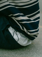 Airy Cotton Collar Knit (Stripe Navy)