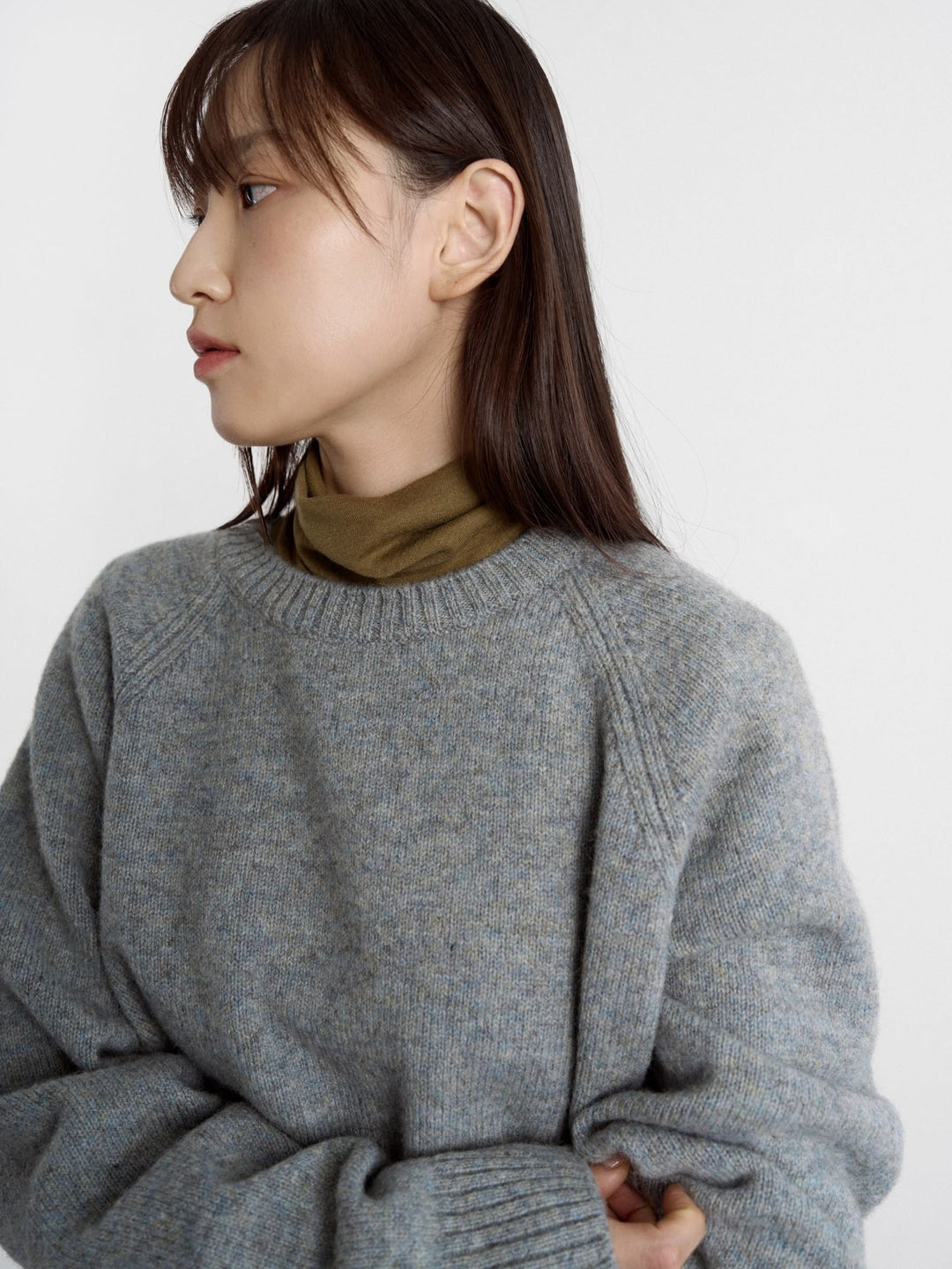 Essential Mock Neck Tee (Khaki)