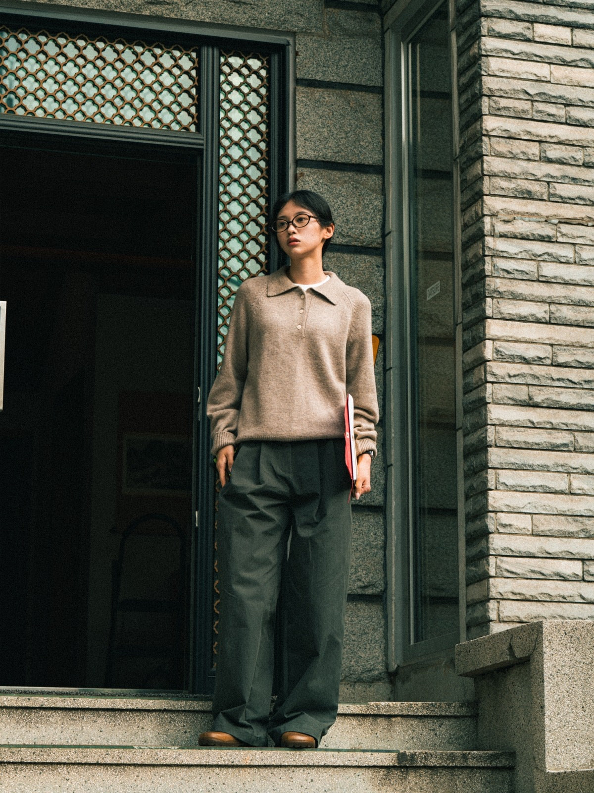 Yak Wool Collar Knit (Navy)