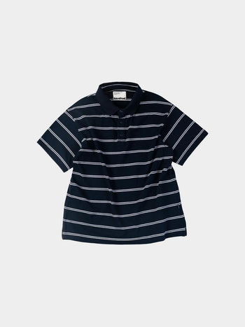 Oversized Stripe Polo Shirts (Navy)