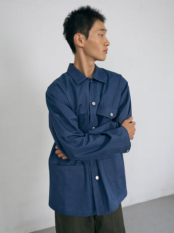 Twill Cotton Chore Jacket (Blue)