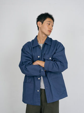 Twill Cotton Chore Jacket (Blue)