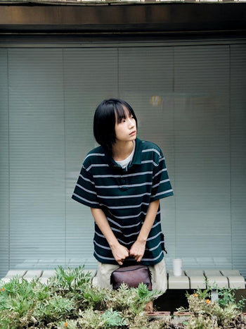 Oversized Stripe Polo Shirts (Navy)