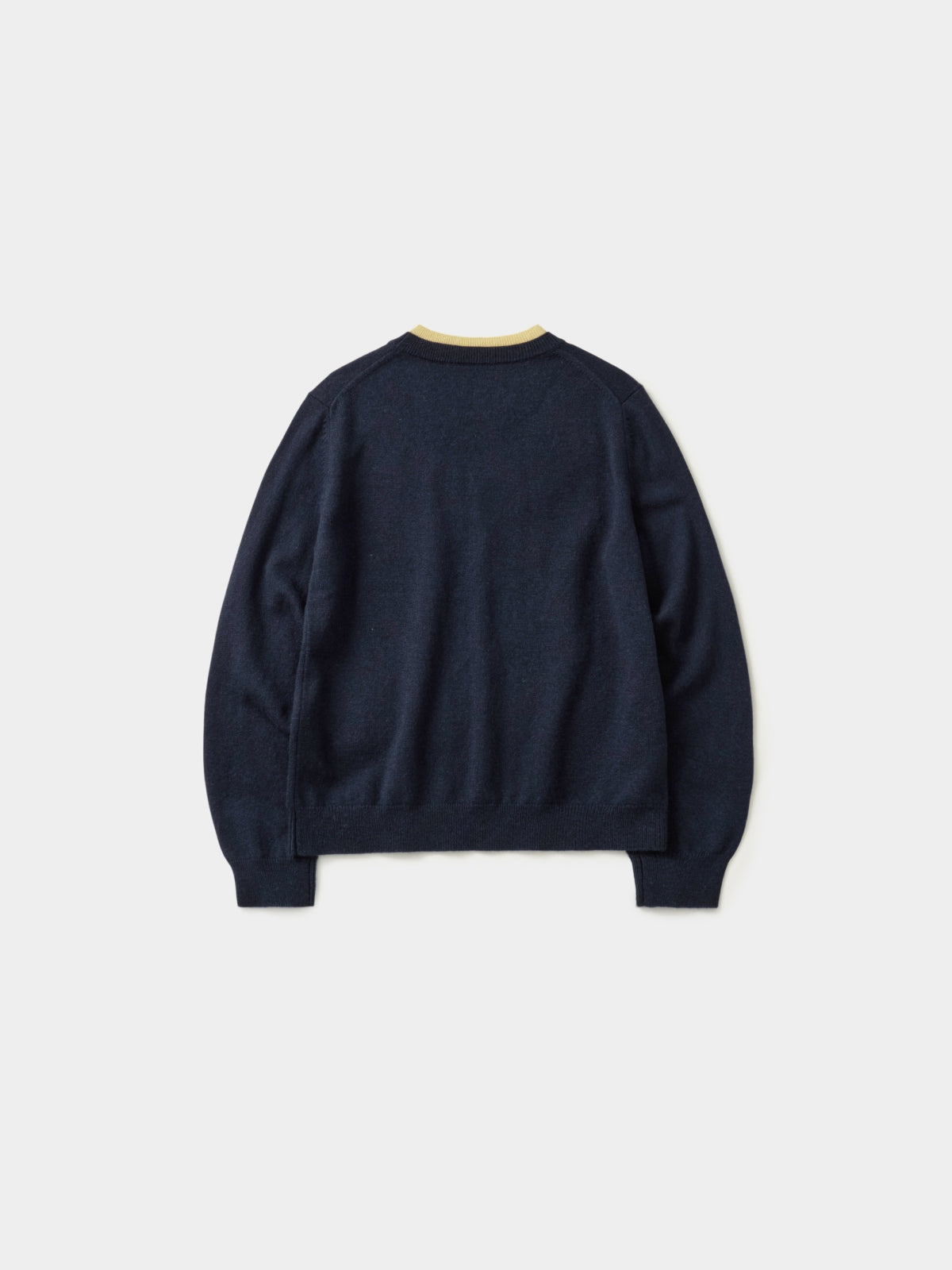 Layered Wool Round Knit (Navy-Lemon)