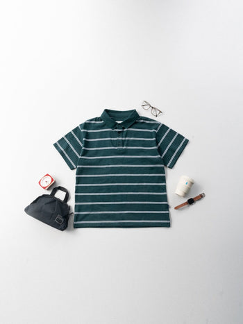 Oversized Stripe Polo Shirts (Green)
