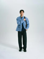 Field Pocket Shirt Jacket (Stripe Blue)