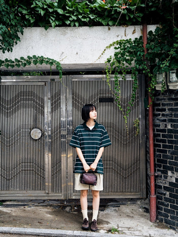 Oversized Stripe Polo Shirts (Green)