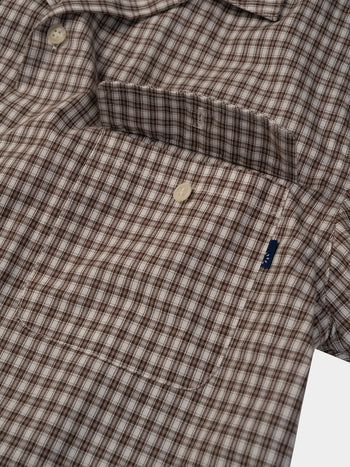 Window Check Open Collar Shirts (Brown)