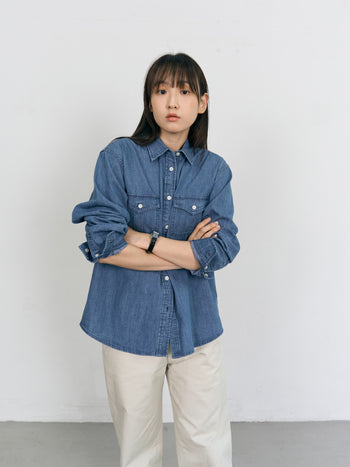 Double Pocket Denim Shirts (Denim Blue)