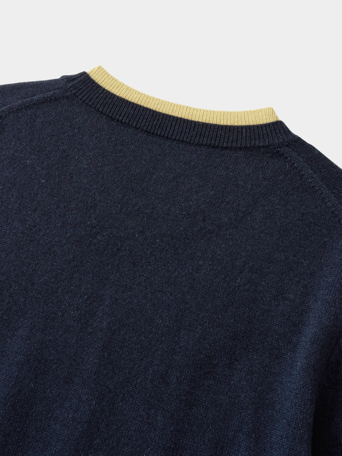 Layered Wool Round Knit (Navy-Lemon)