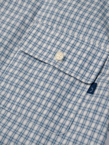 Window Check Open Collar Shirts (Light Blue)