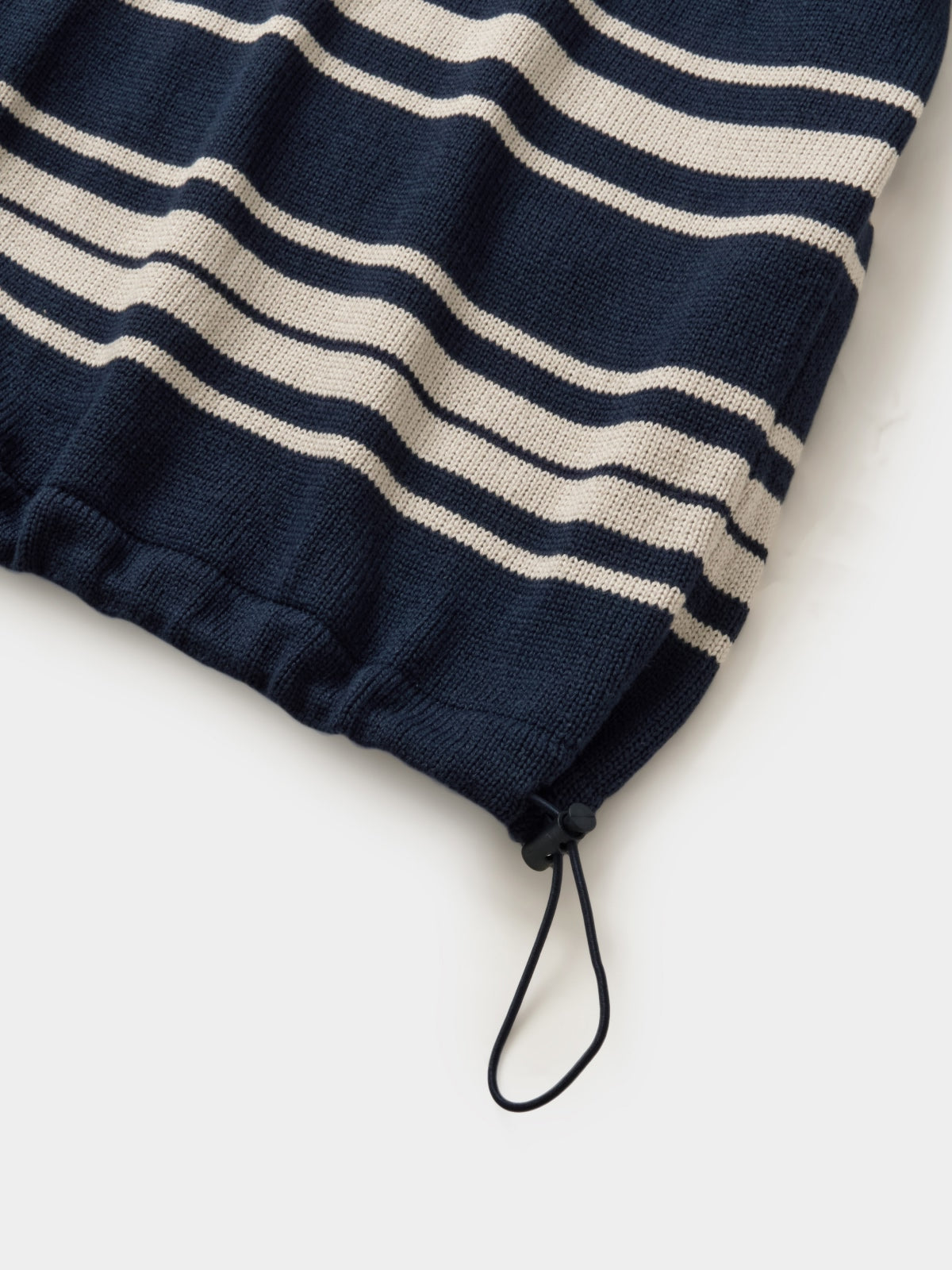 Airy Cotton Collar Knit (Stripe Navy)