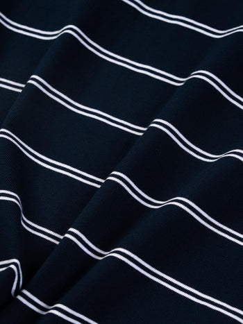 Oversized Stripe Polo Shirts (Navy)