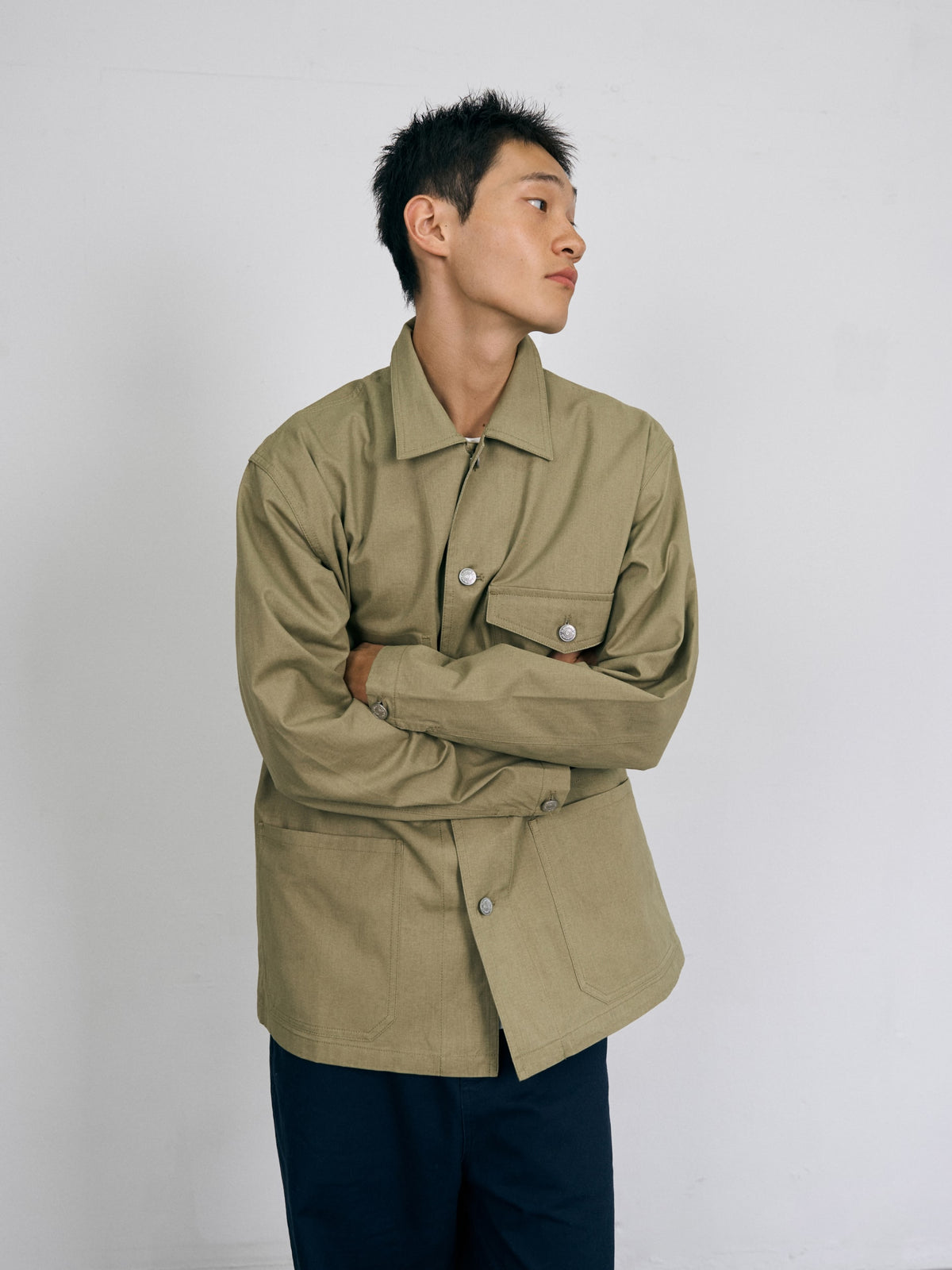 Twill Cotton Chore Jacket (Light Khaki)
