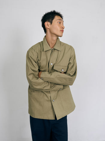 Twill Cotton Chore Jacket (Light Khaki)