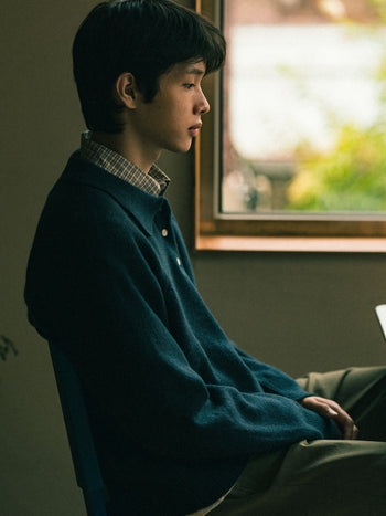 Yak Wool Collar Knit (Navy)