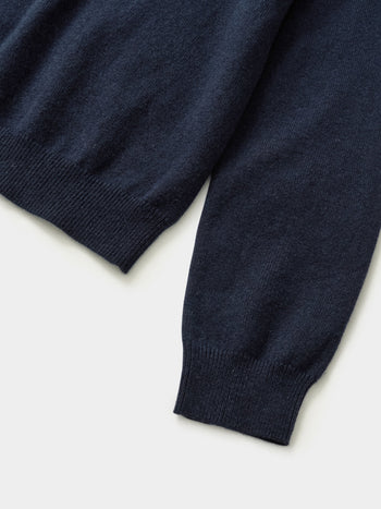 Layered Wool Crew Knit (Navy-Ivory)