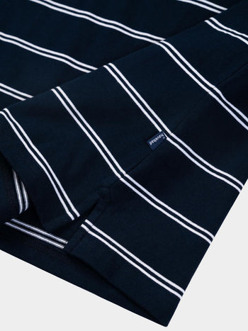 Oversized Stripe Polo Shirts (Navy)