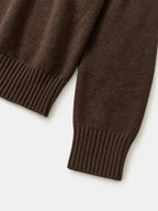 High-Neck Two-Tone Cardigan (Brown-Pink)