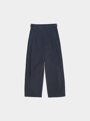 Office Belted Pin-tuck Pants (Blue Gray)