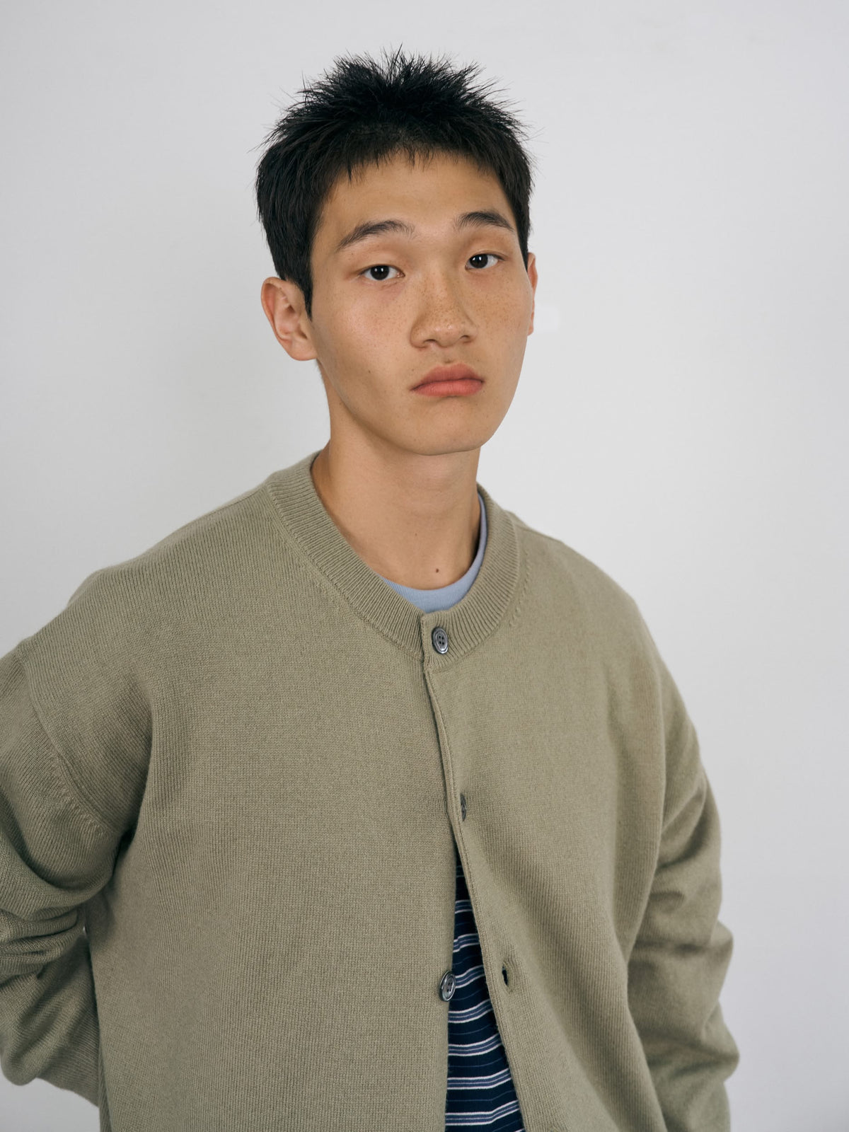 Daily Wool Round Cardigan (Olive)