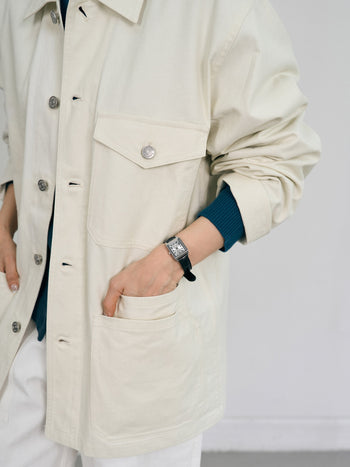 Twill Cotton Chore Jacket (Ecru)