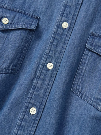 Double Pocket Denim Shirts (Denim Blue)