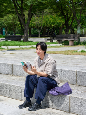 Window Check Open Collar Shirts (Brown)