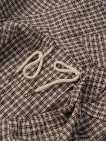 Window Check Open Collar Shirts (Brown)