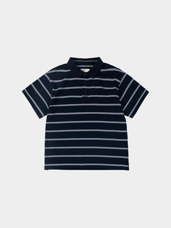 Oversized Stripe Polo Shirts (Navy)