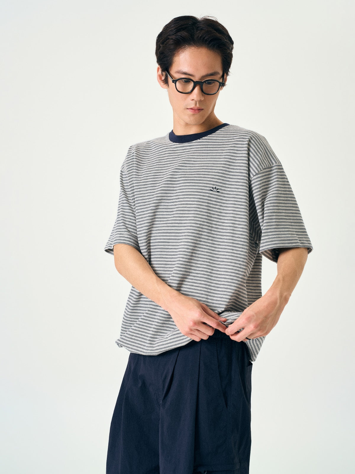 Relaxed Half Stripe String Tee (Stripe White)
