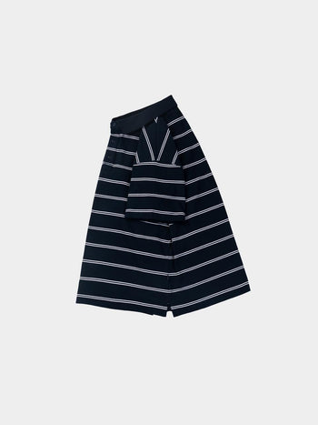 Oversized Stripe Polo Shirts (Navy)