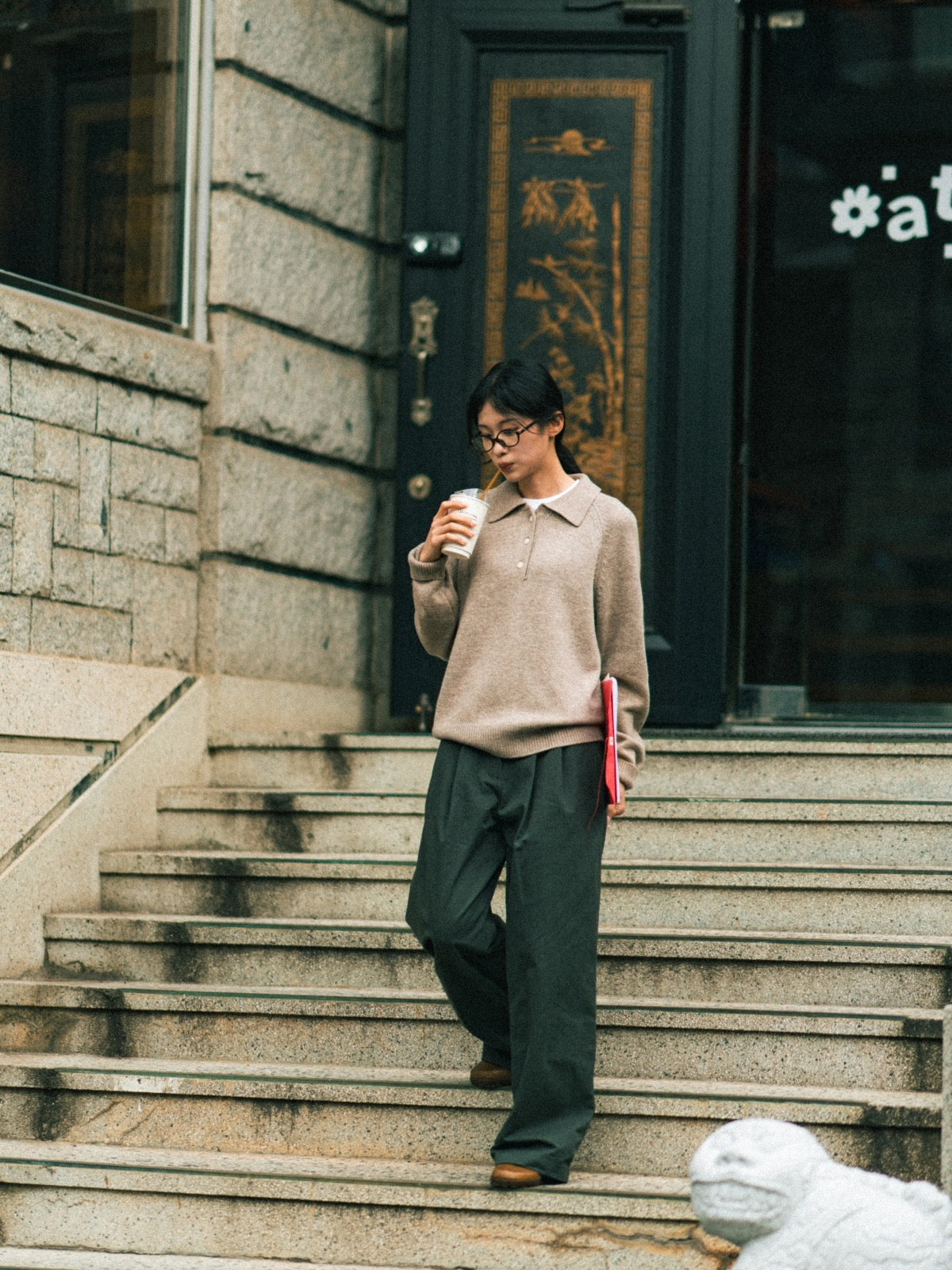 Yak Wool Collar Knit (Navy)