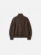 High-Neck Two-Tone Cardigan (Brown-Pink)