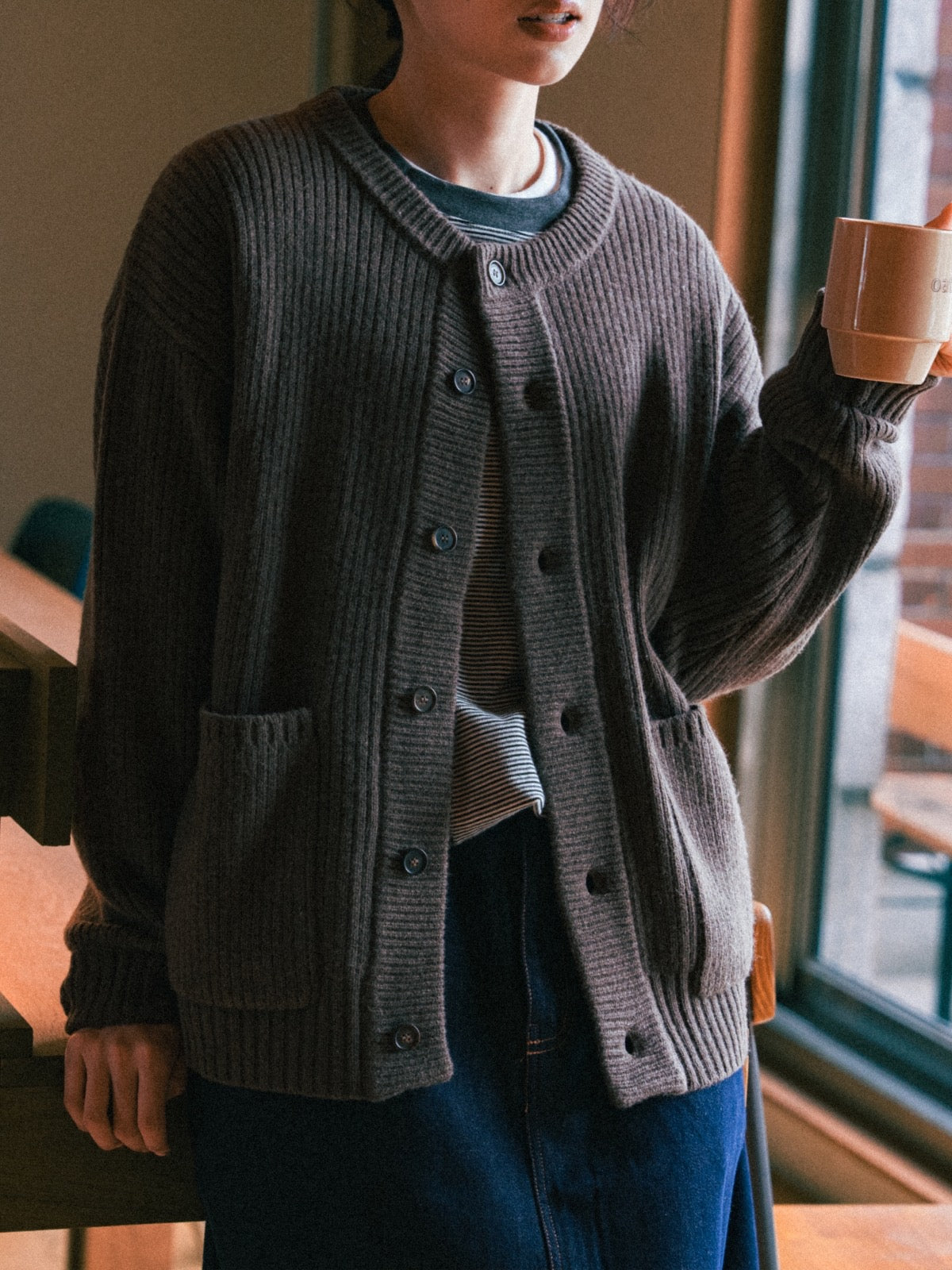 Daily Fine Wool Cardigan (Navy)