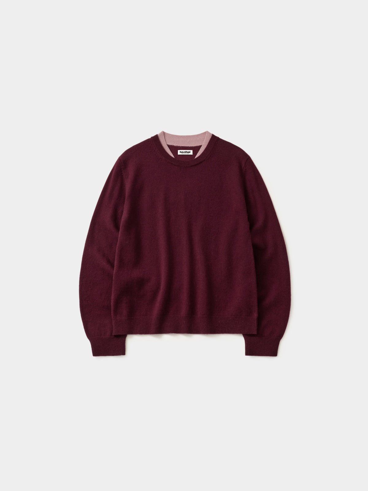 Layered Wool Round Knit (Burgundy-Pink)