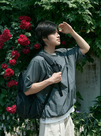 Pocket Volume String Half Tee (Charcoal)