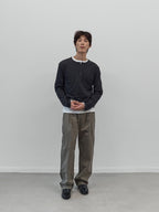 Henley Neck Long Sleeve T-Shirt (Charcoal)