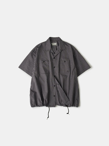Open Collar Check Shirts (Charcoal)