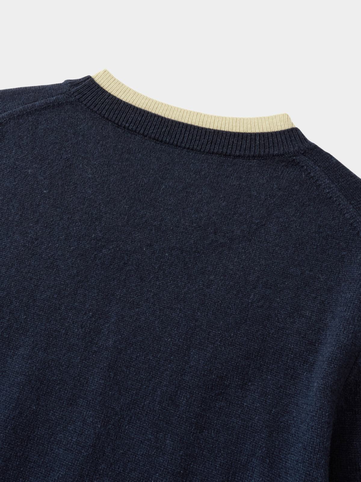 Layered Wool Crew Knit (Navy-Ivory)