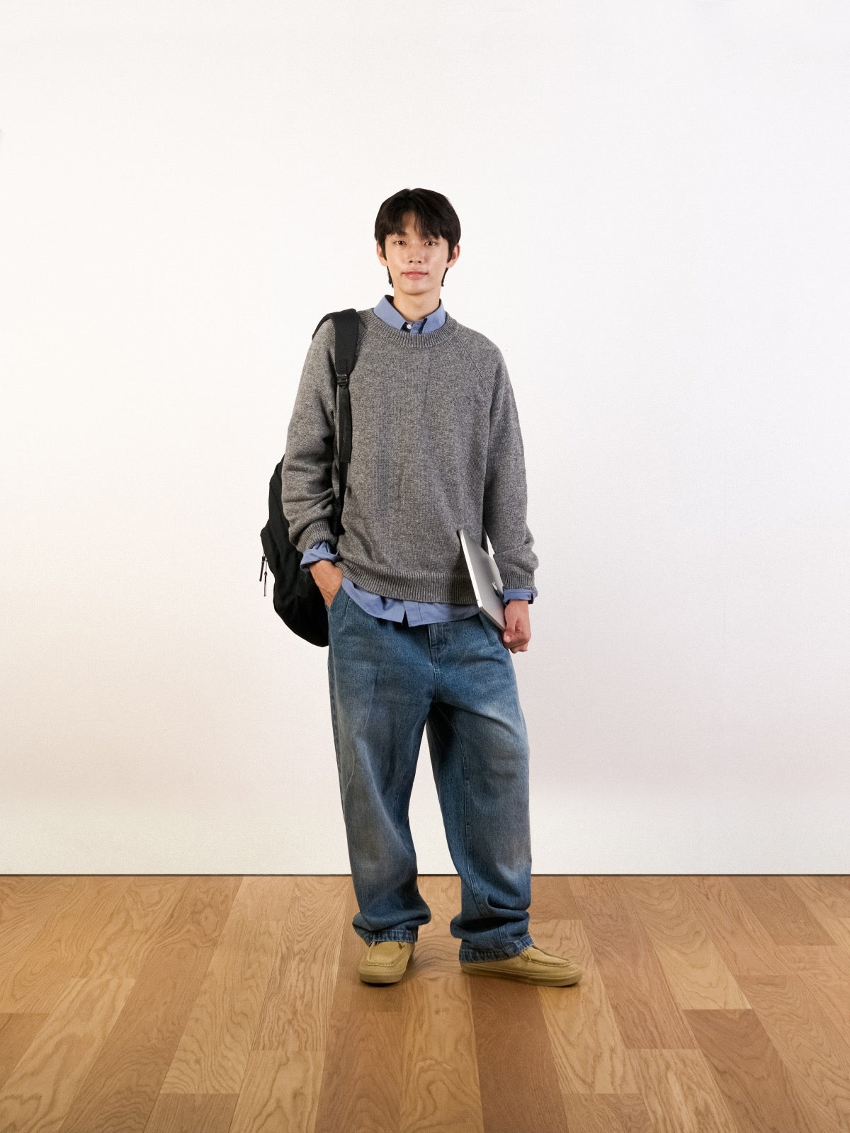 Yak Wool Crewneck Sweater (Navy)