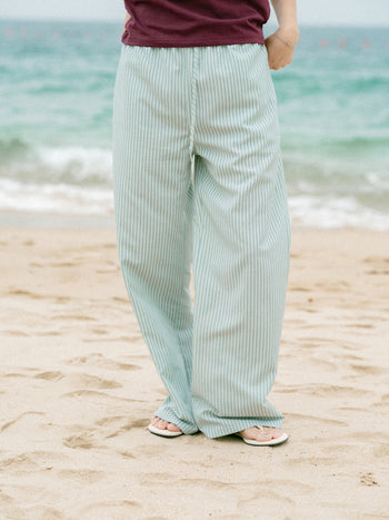 Easy Stripe Banding Pants (Stripe Ivory)