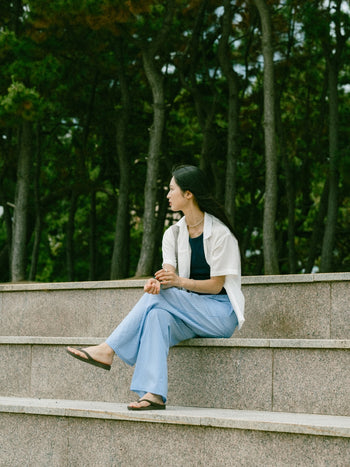 Easy Stripe Banding Pants (Stripe Ivory)