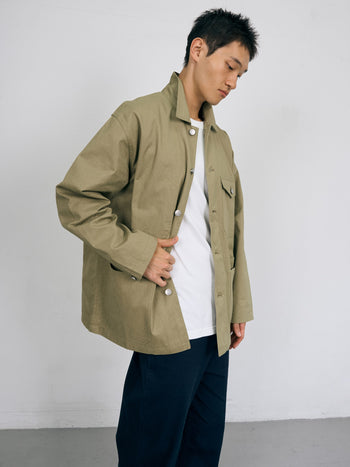 Twill Cotton Chore Jacket (Light Khaki)