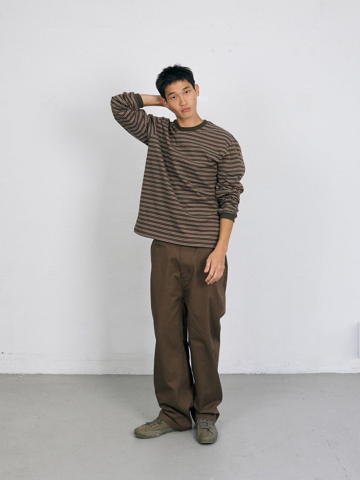 Stripe Long Sleeve Tee (Stripe Khaki)