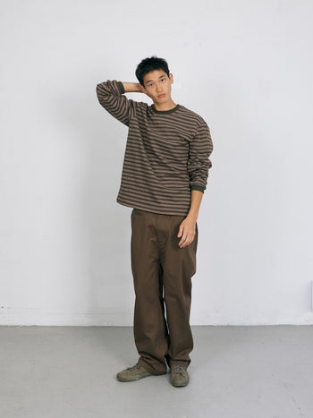 Stripe Long Sleeve Tee (Stripe Khaki)