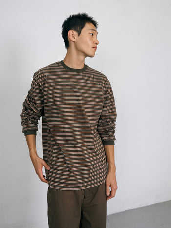 Stripe Long Sleeve Tee (Stripe Khaki)