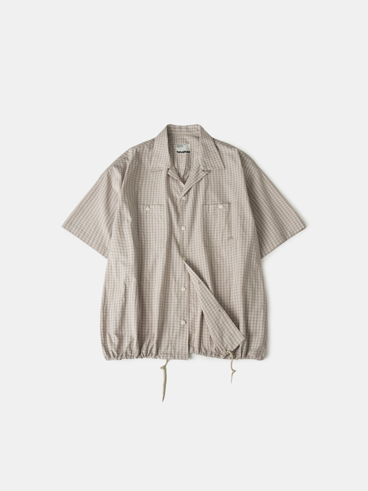 Open Collar Check Shirts (Beige)