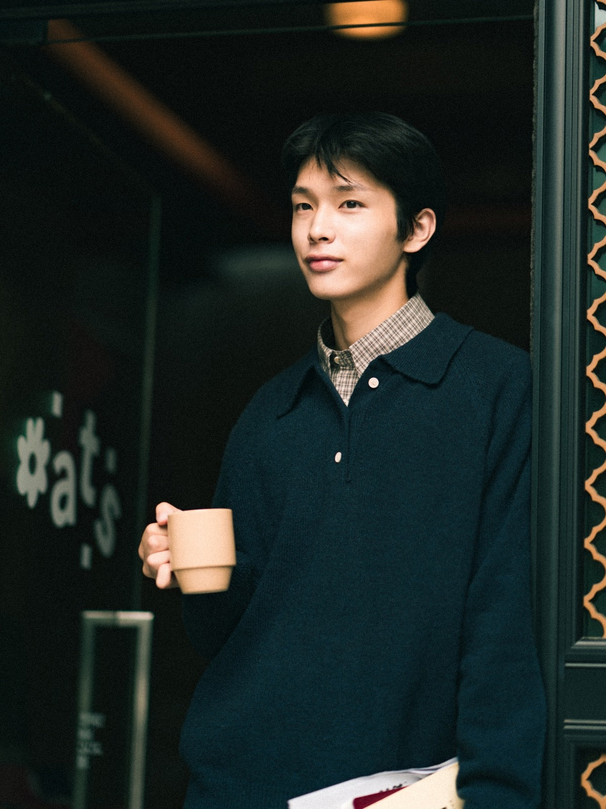 Yak Wool Collar Knit (Navy)